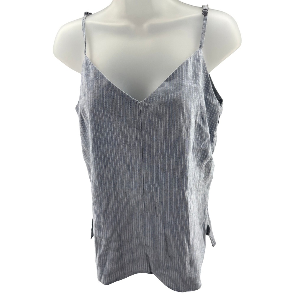 Club Monaco‎ Womens Blue White Pinstripe Linen Cami Tank Top Size Medium NEW